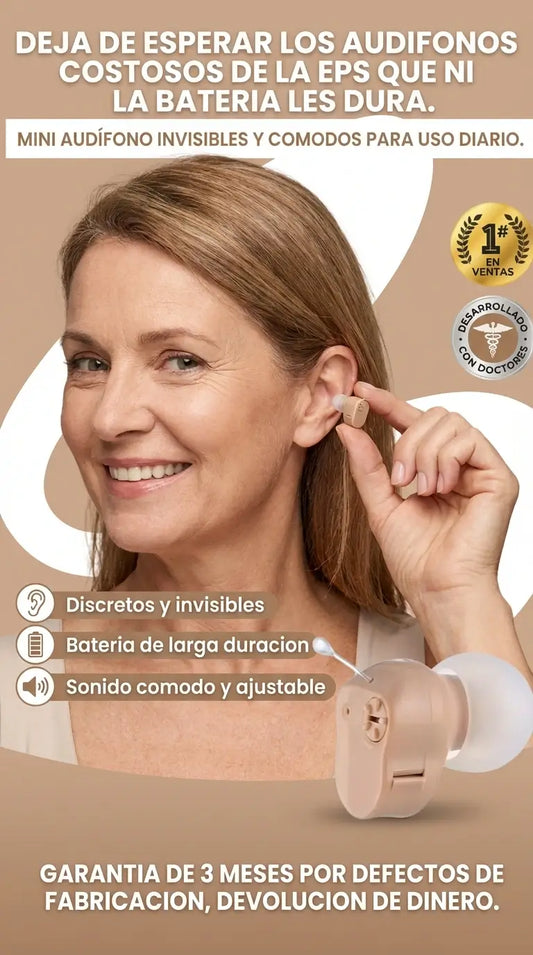 MINI AUDÍFONO INVISIBLE, ESCUCHA CLARO SIN QUE NADIE LO NOTE, (SOLO HOY 50% OFF)